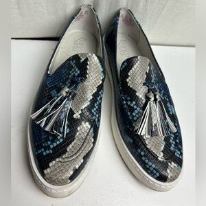 Franco Sarto faux snake slip on loafer with tassels